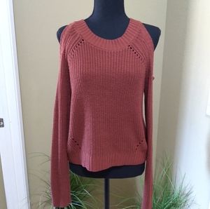 Women's Cold Shoulders Long Sleeve, CROPPED Burnt Orange size Large